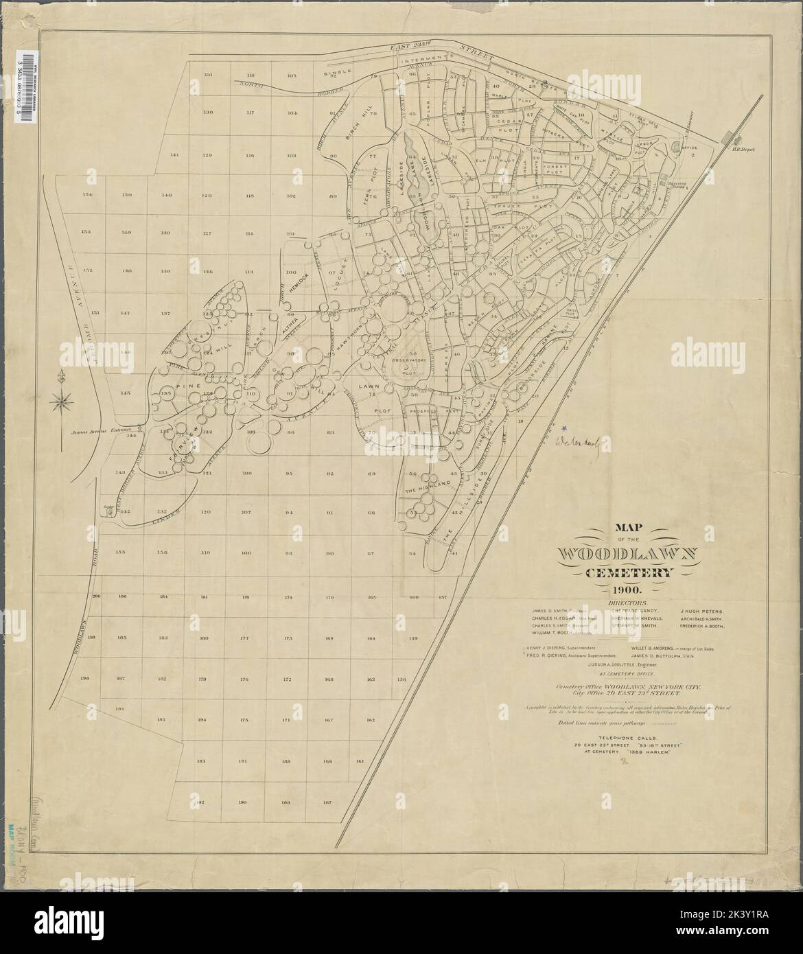 Map of Woodlawn Cemetery. 1900. Cartographic. Maps. Lionel Pincus and 