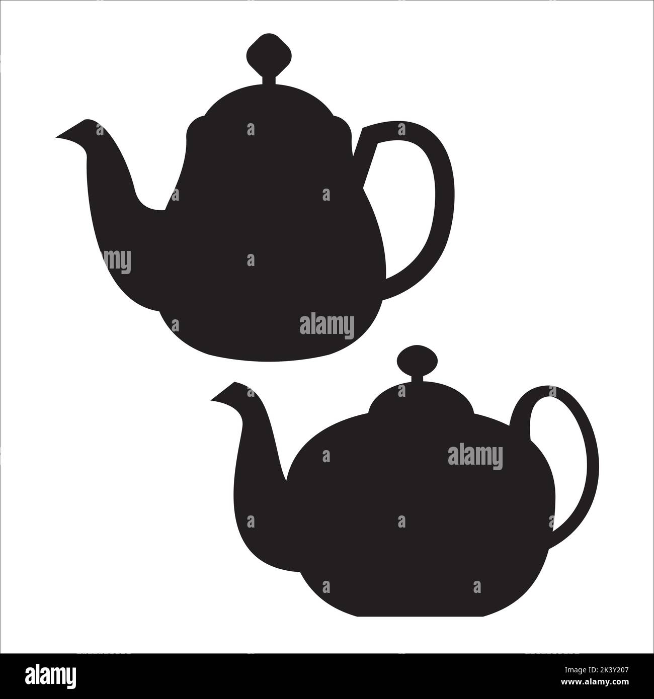 Vector Set Of Teapots Silhouettes Illustration Isolated On White
