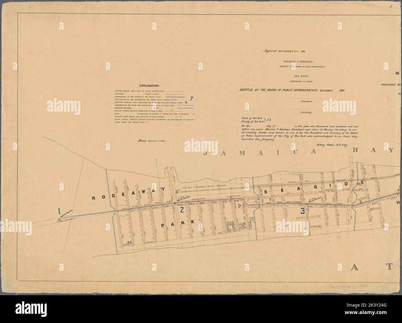 Rockaway Beach, Queens Plan of drainage showing locations, sizes,& grades of sewers in sewerage