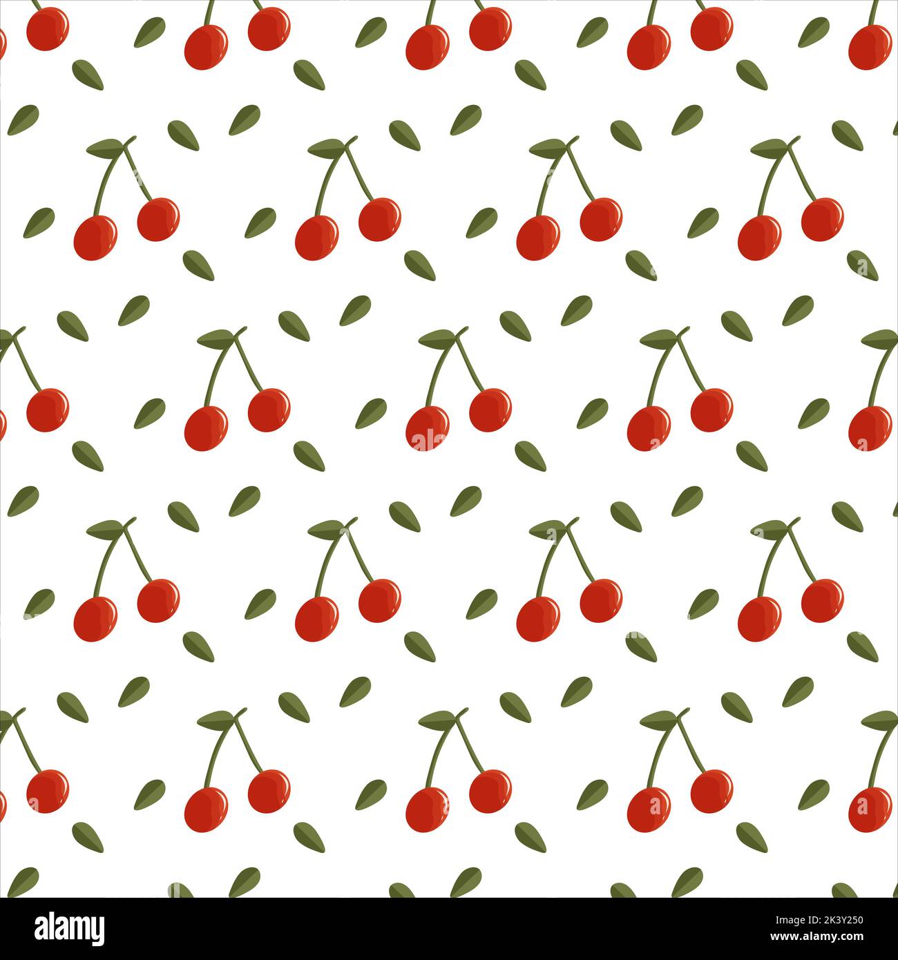 Vector seamless pattern with cherry in cartoon flat style perfect for ...