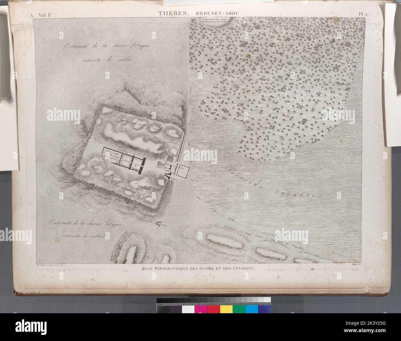Thèbes. Medynet-Abou Medinet Habu. Plan topographique des ruines et des ...