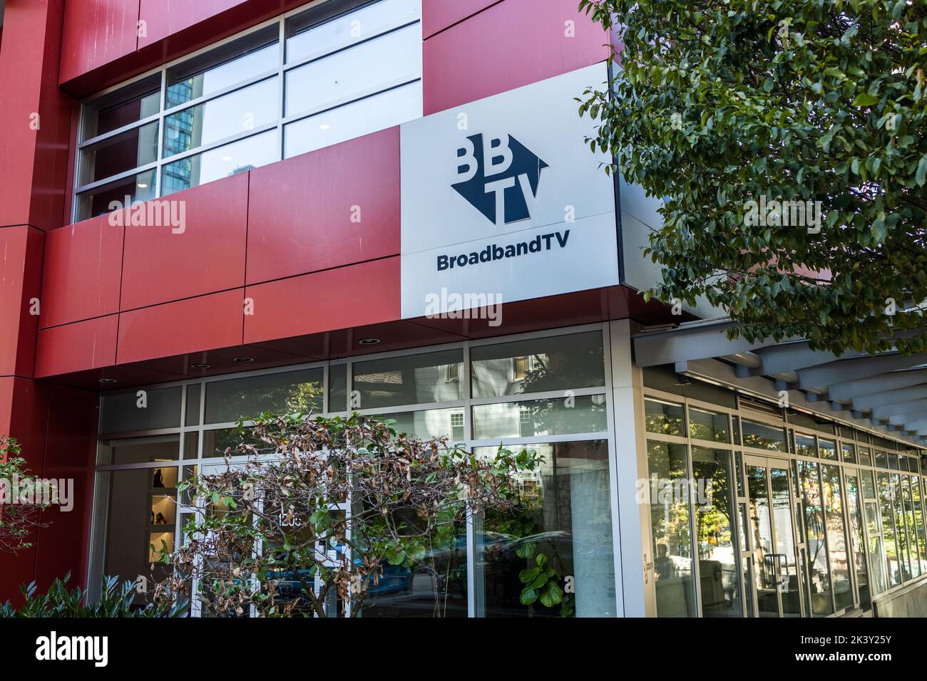 Vancouver, Canada - February 29, 2020: View of office BroadbandTV which is the second largest video property worldwide Stock Photo
