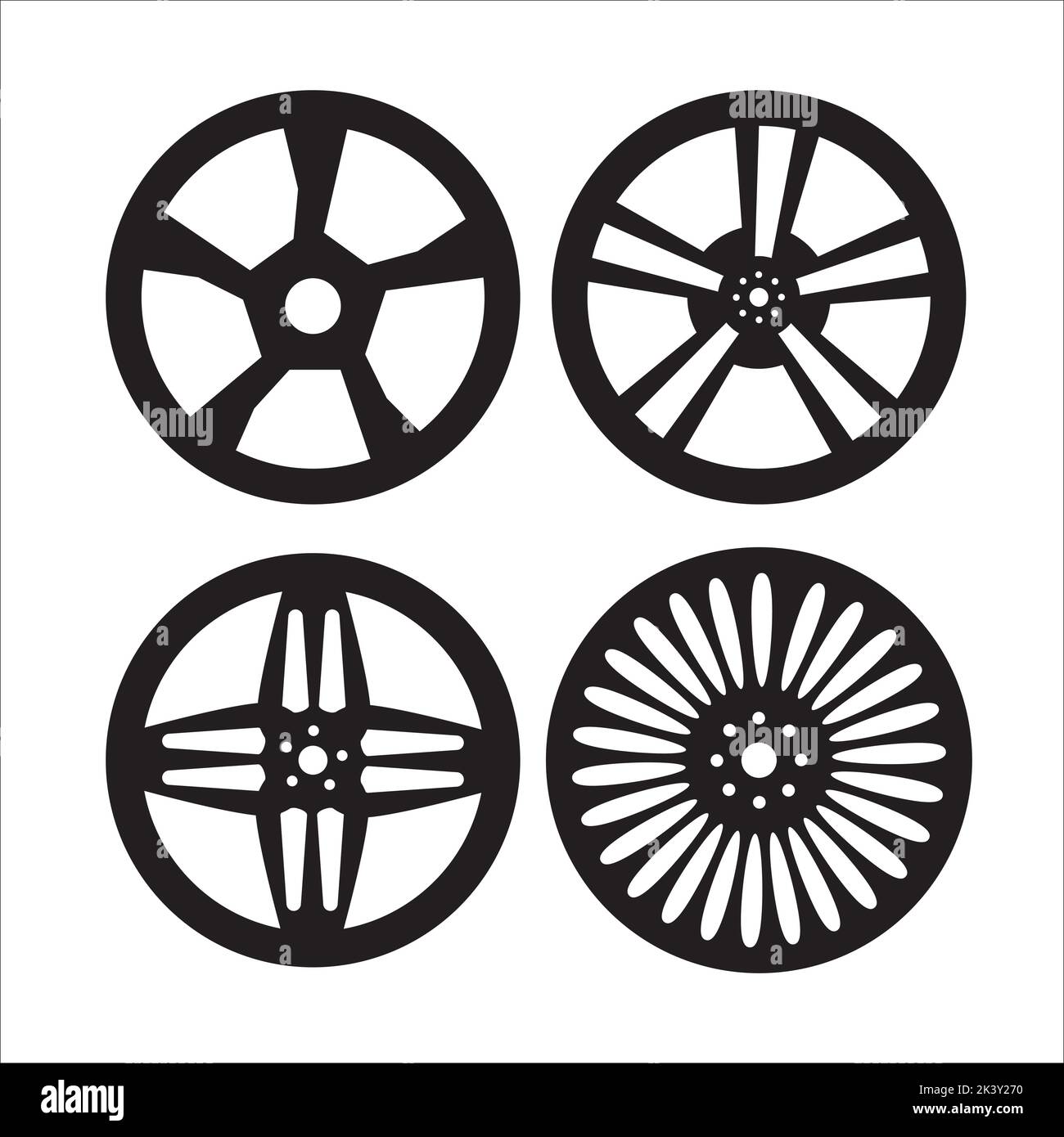 Vector Set Of Alloy Wheels Illustration Isolated On White Background
