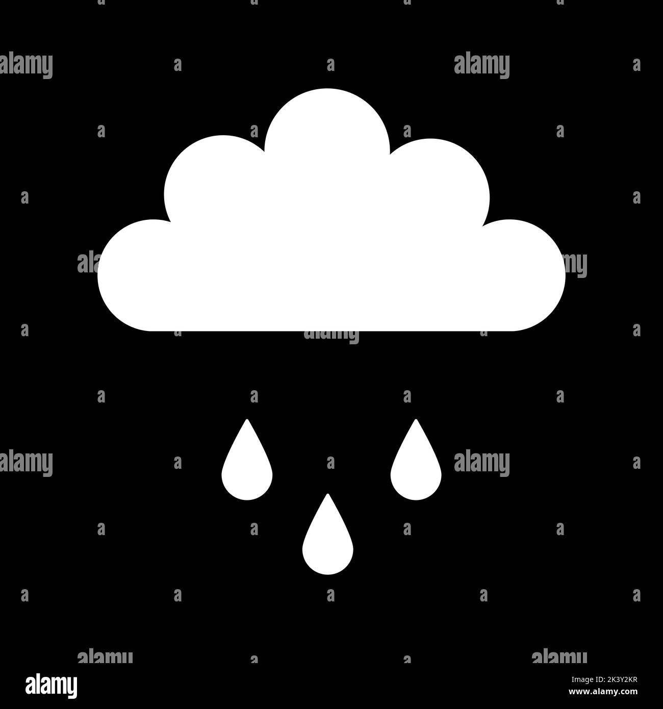 Vector flat white rain cloud icon on black background Stock Vector ...