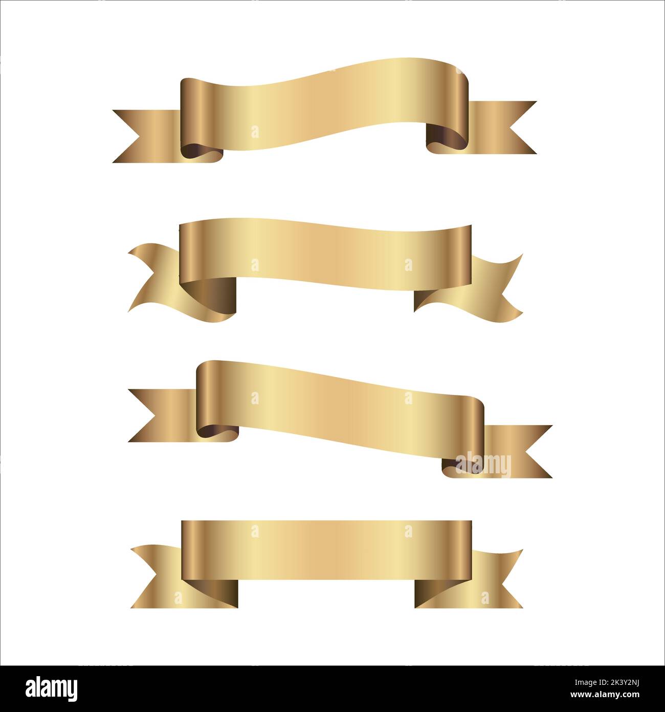 Vector Set Of Realistic Golden Ribbons Illustration Isolated On White ...