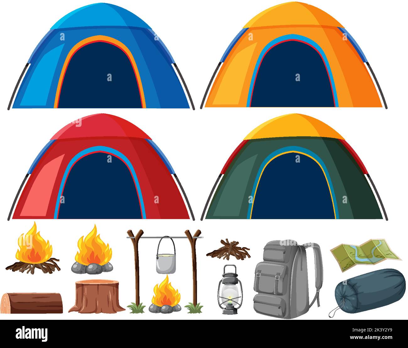 Set of many camping elements illustration Stock Vector Image & Art - Alamy