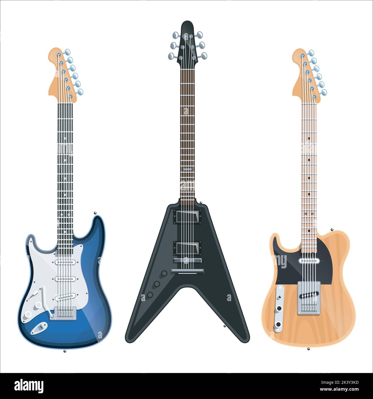 Vector Set Of Electric Guitar Illustration Isolated On White Background