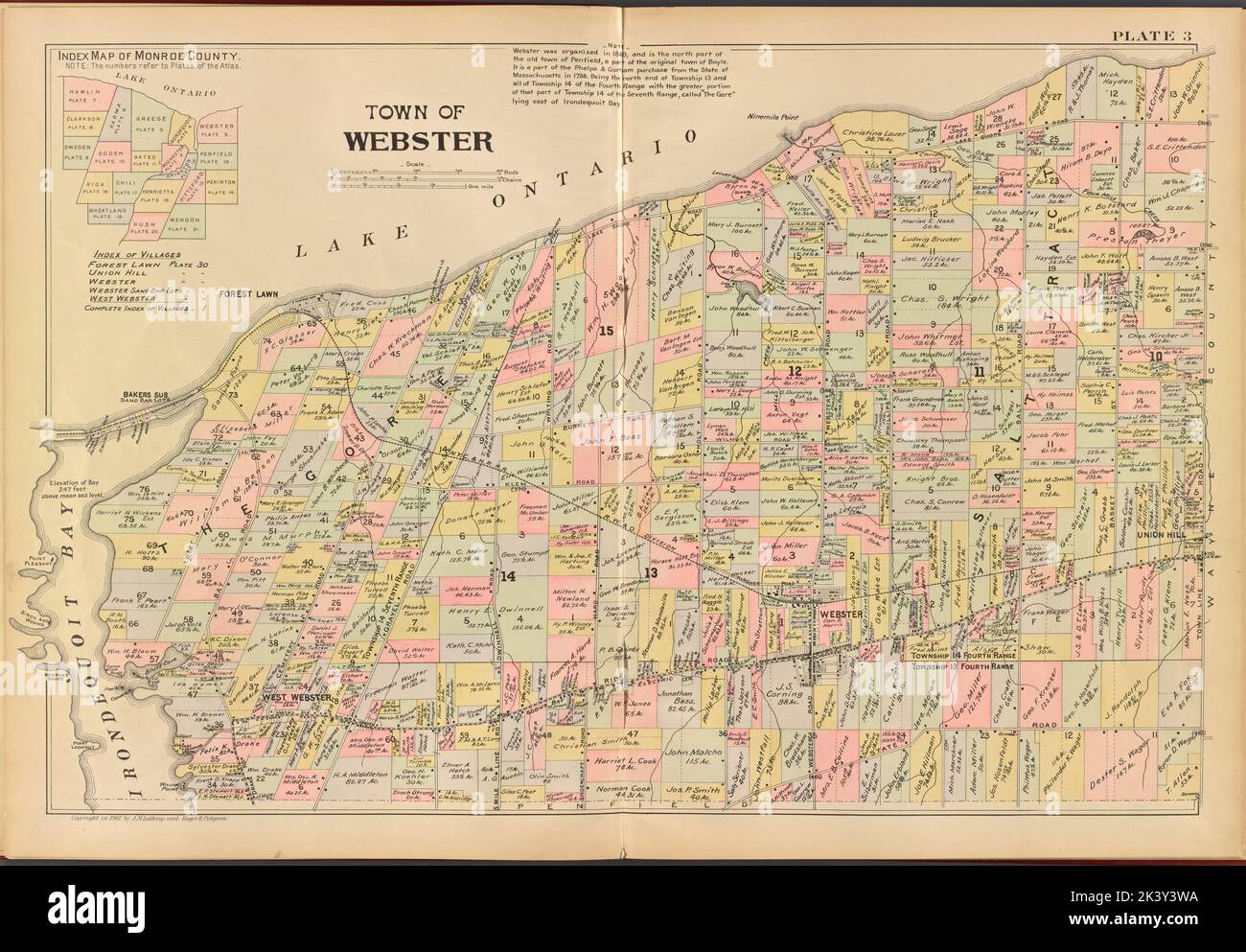 Monroe County, Double Page Plate No. 3 Map of town of ster