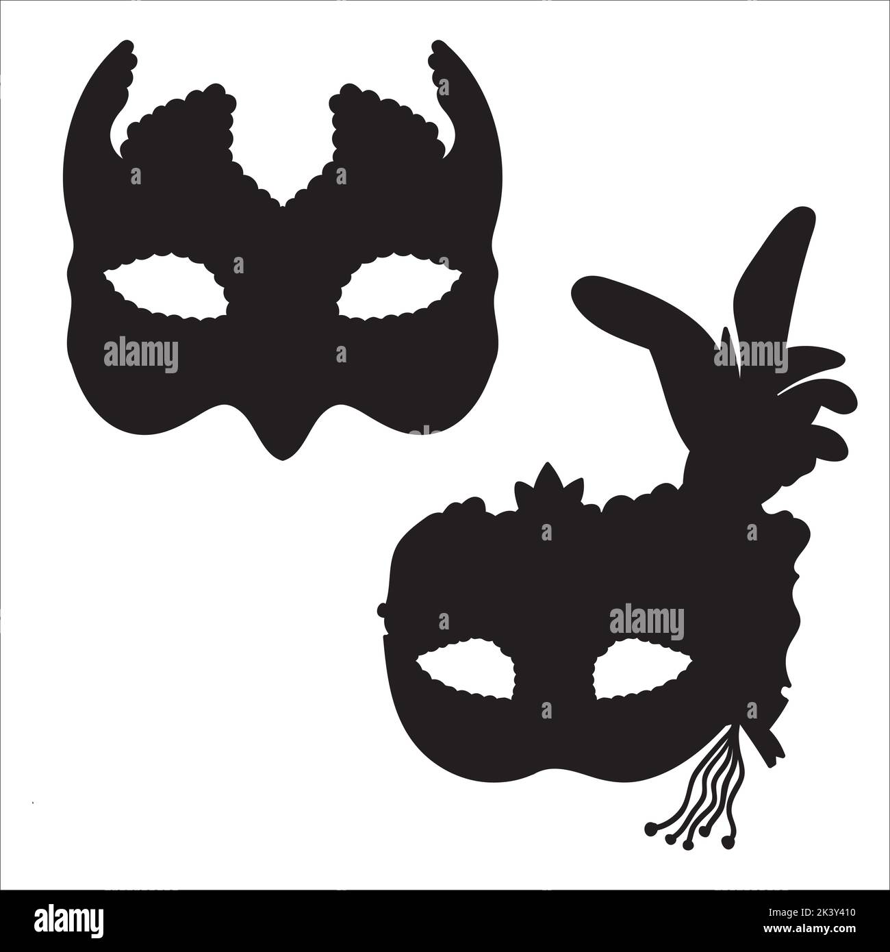 Vector Set Of Masquerade Ball Masks Silhouettes Illustration Isolated