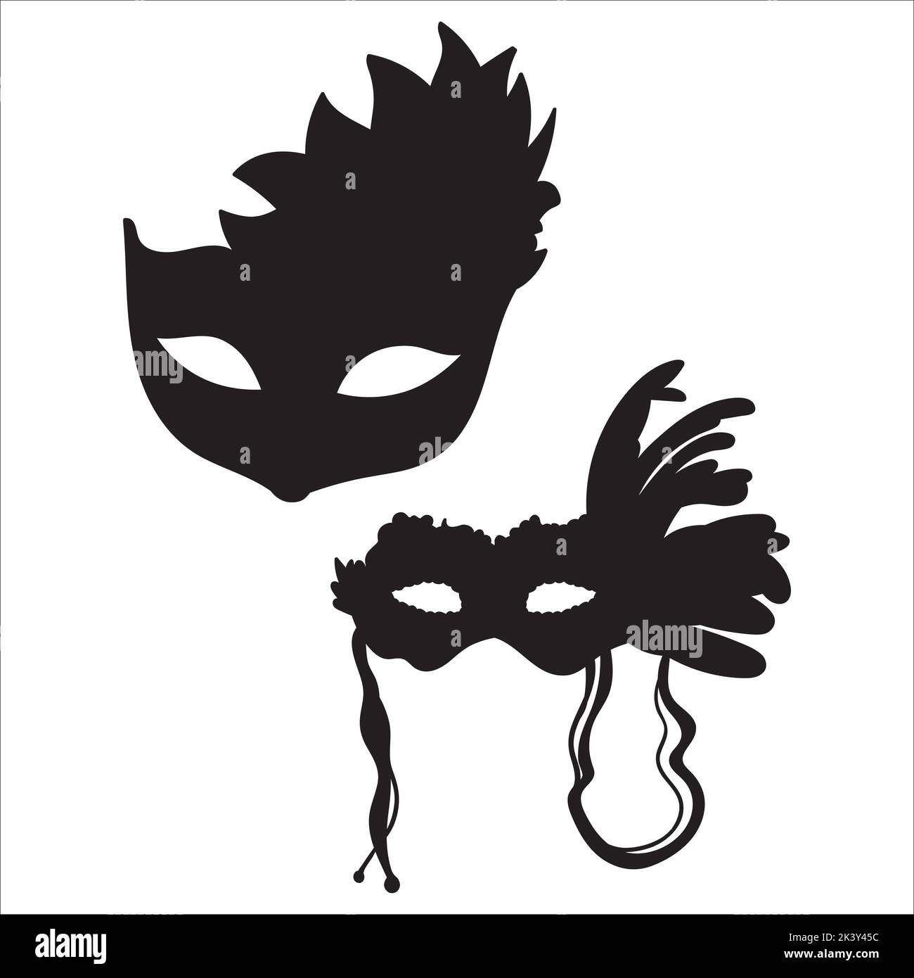 Vector Set Of Masquerade Ball Masks Silhouettes Illustration Isolated