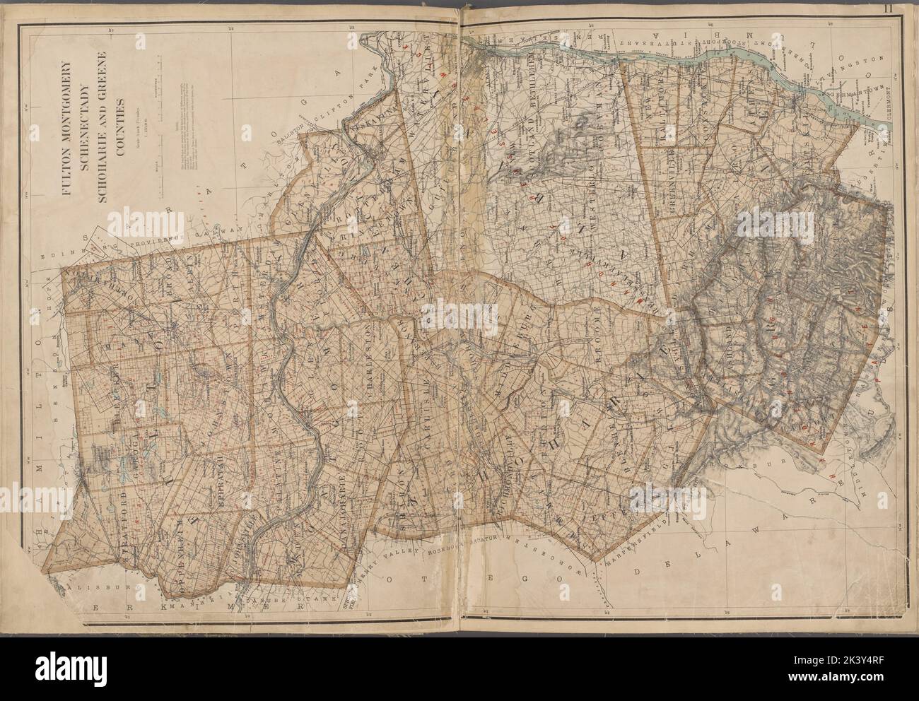 New York State, Double Page Plate No. 11 Map Of Fulton, Montgomery ...