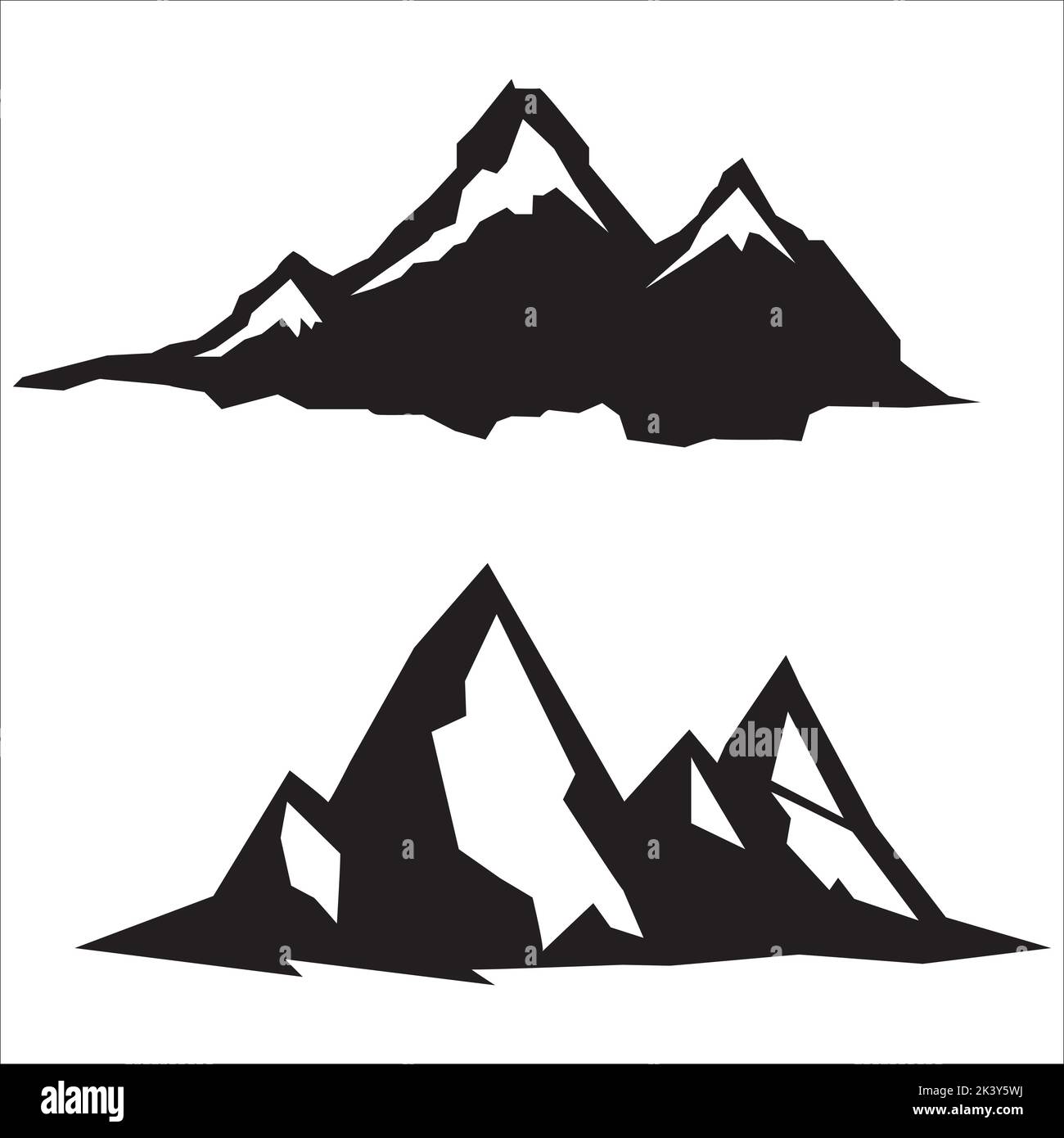 Vector Set Of Rocky Mountains Illustration Isolated On White Background Stock Vector