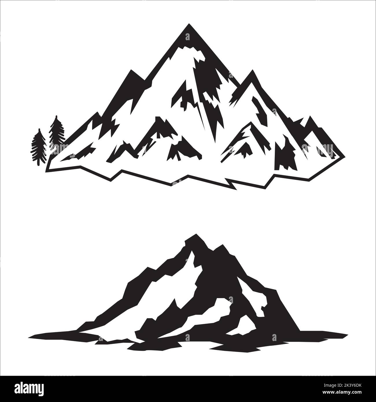 Vector Set Of Rocky Mountains Illustration Isolated On White Background ...