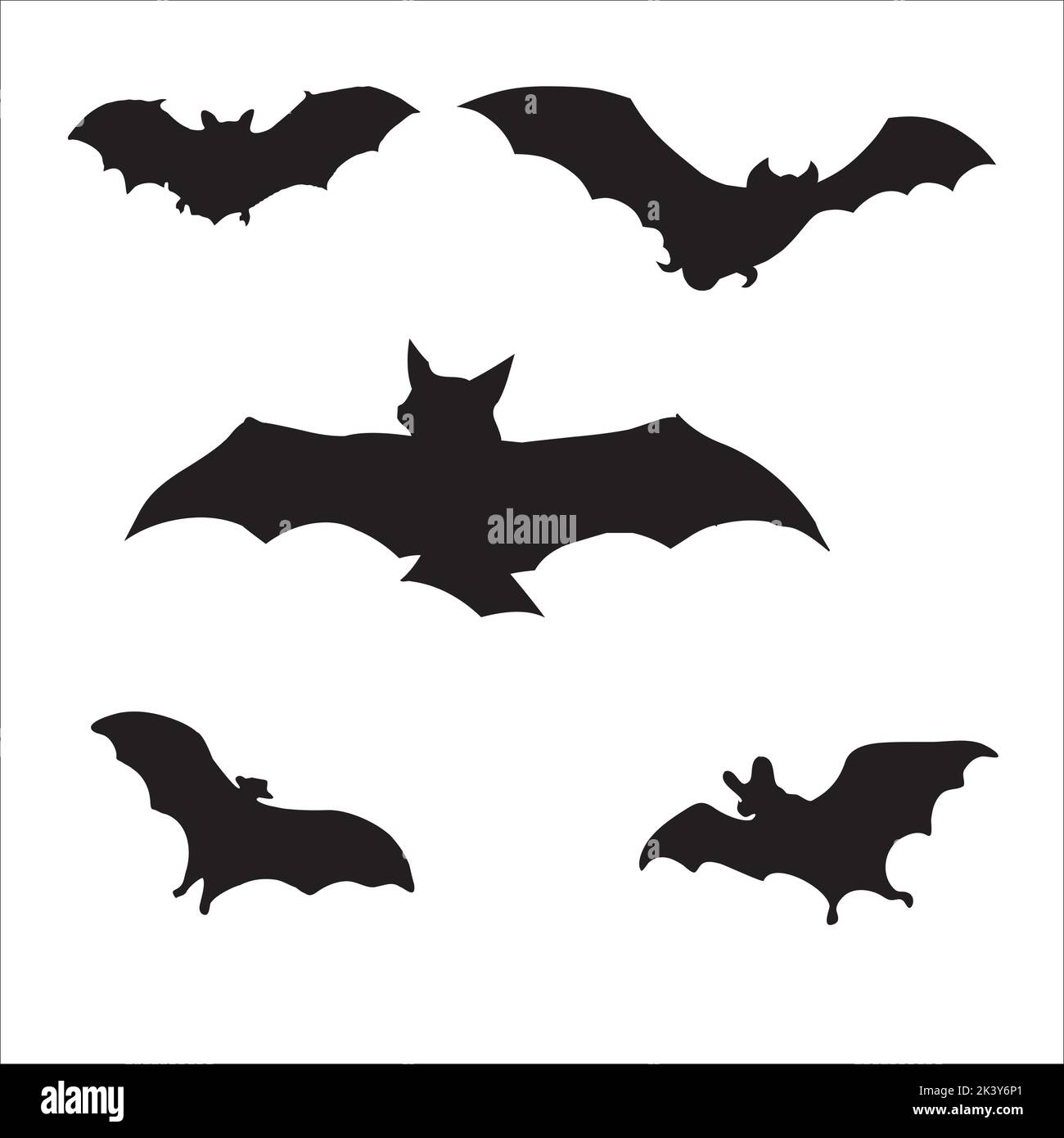 Vector Set Of Halloween Bats Silhouettes Illustration Isolated On White ...