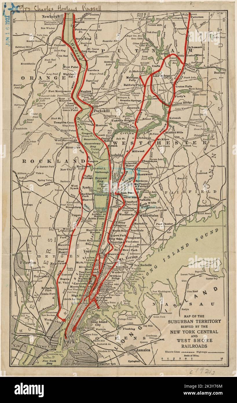 Map of the Suburban Territory served by the New York Central and West ...