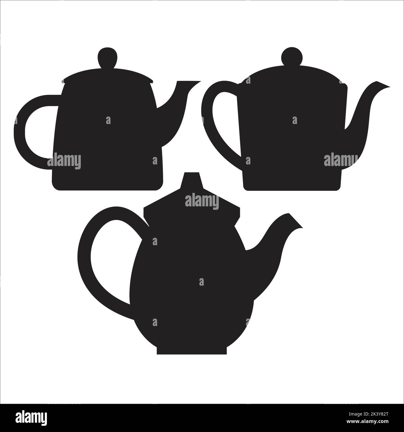 Vector Set Of Teapots Silhouettes Illustration Isolated On White