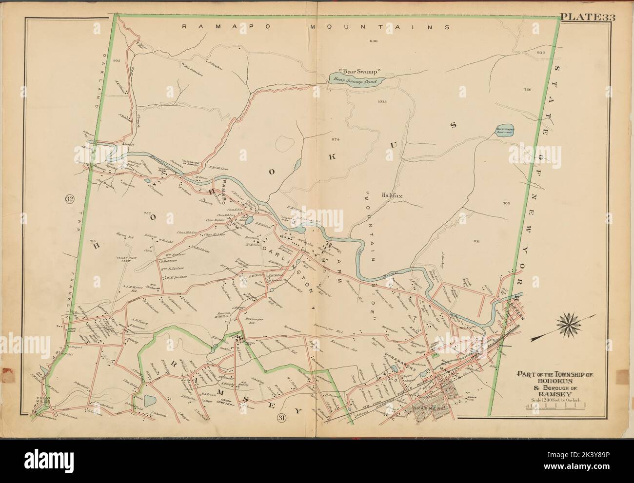 Bergen County, V. 2, Double Page Plate No. 33 Part of the Township of
