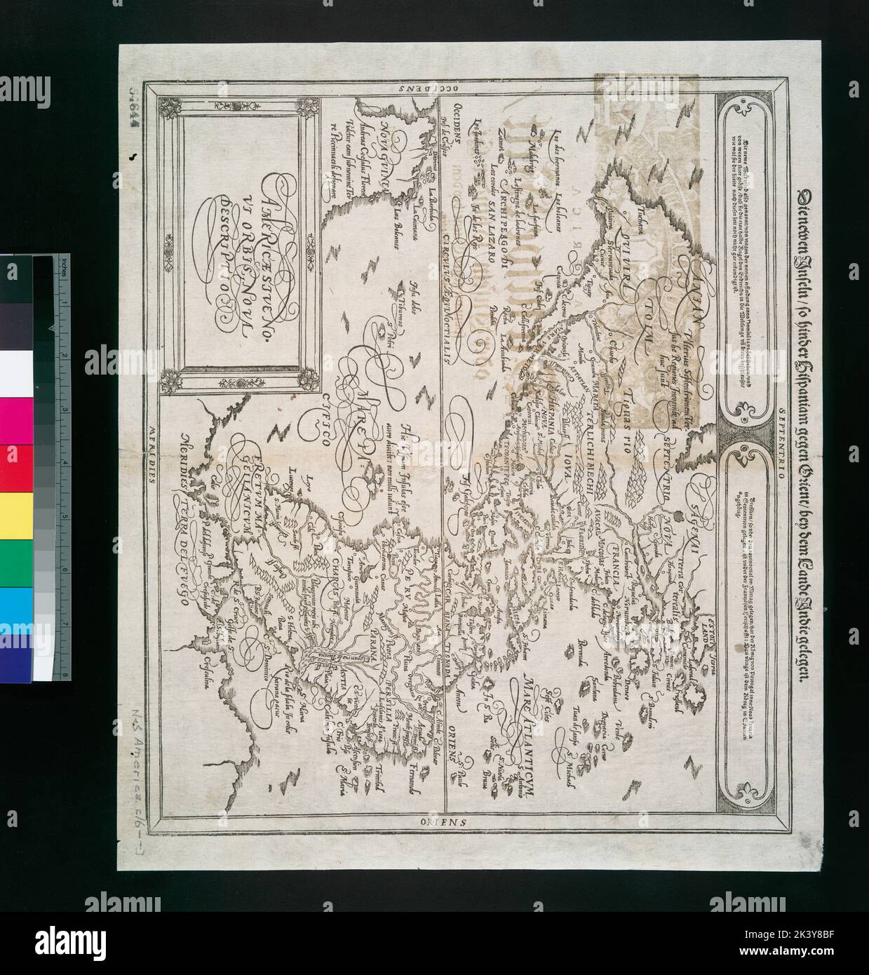 Americae sive novi orbis, nova descriptio Cartographic. Maps. 1614. Lionel Pincus and Princess Firyal Map Division. Western Hemisphere, America Stock Photo