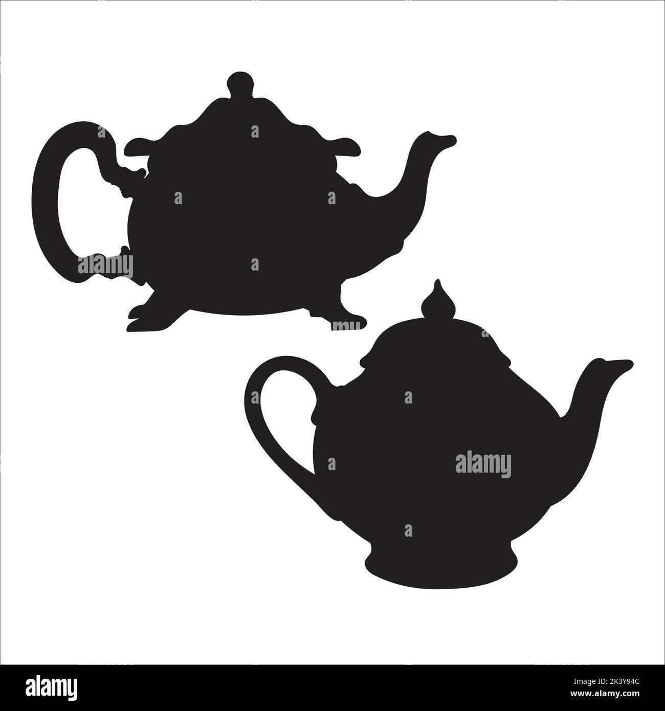 Vector Set Of Teapots Silhouettes Illustration Isolated On White