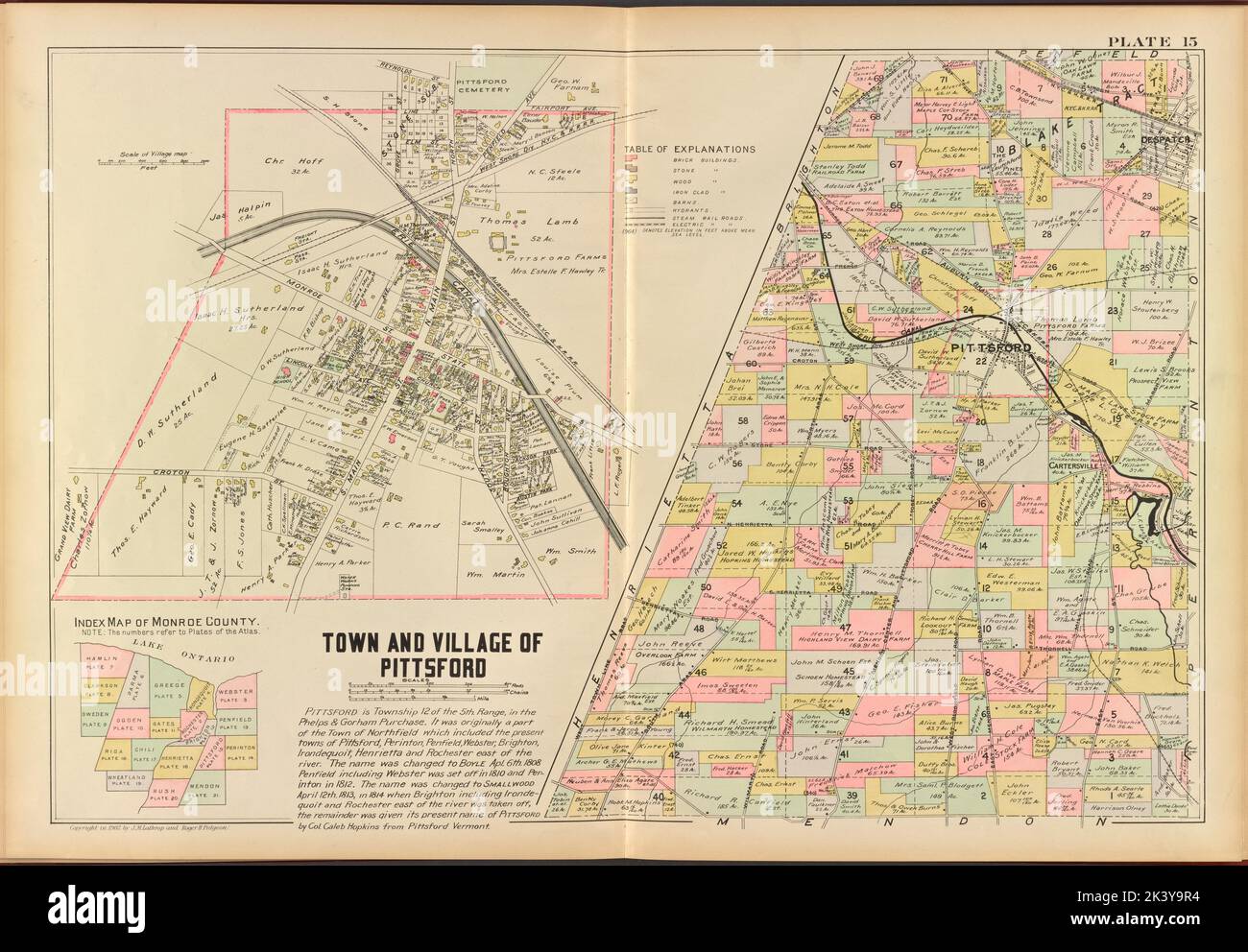 Monroe County, Double Page Plate No. 15 Map of town of village of