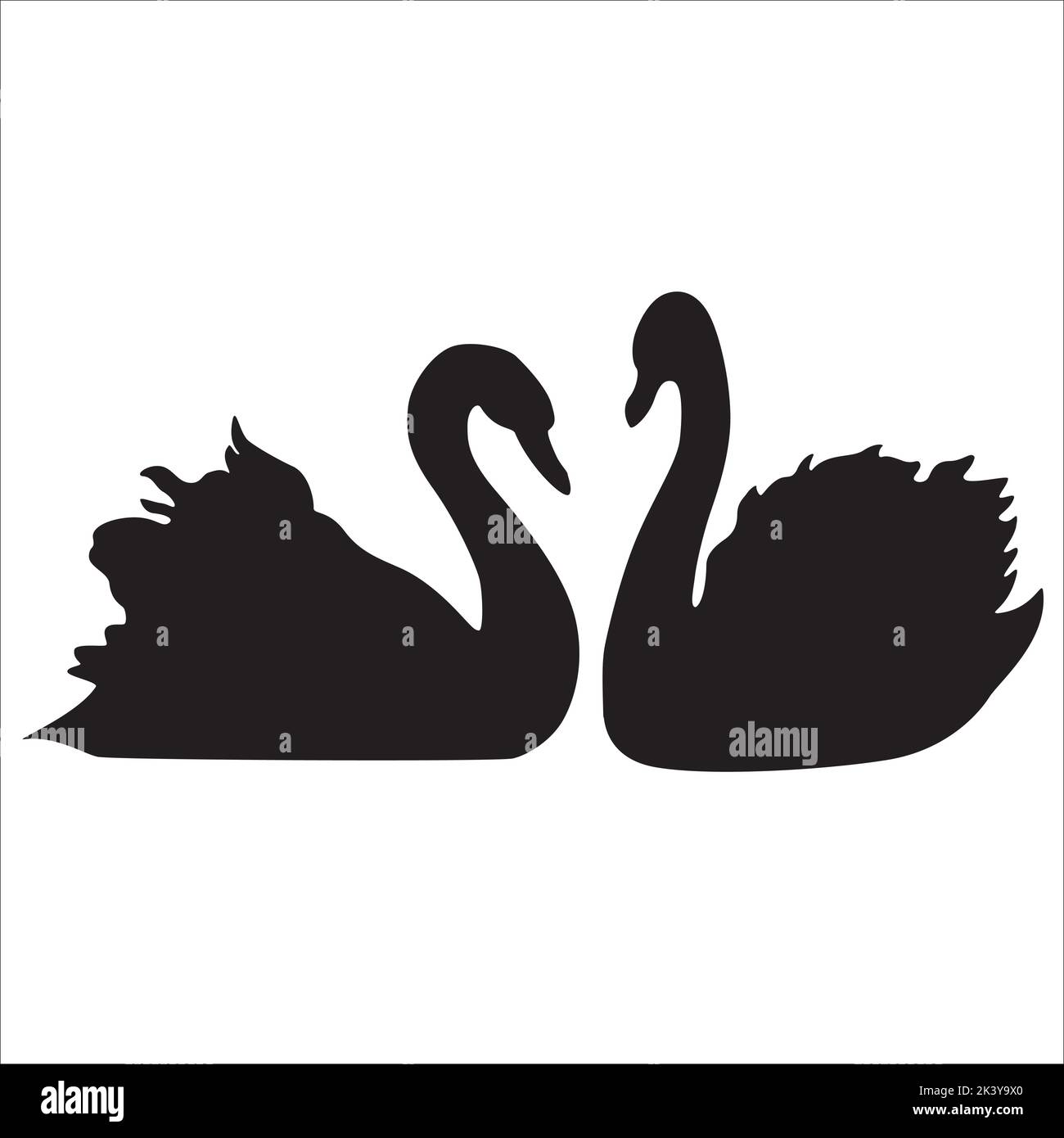 Vector Set Of Swan Silhouettes Illustration Isolated On White