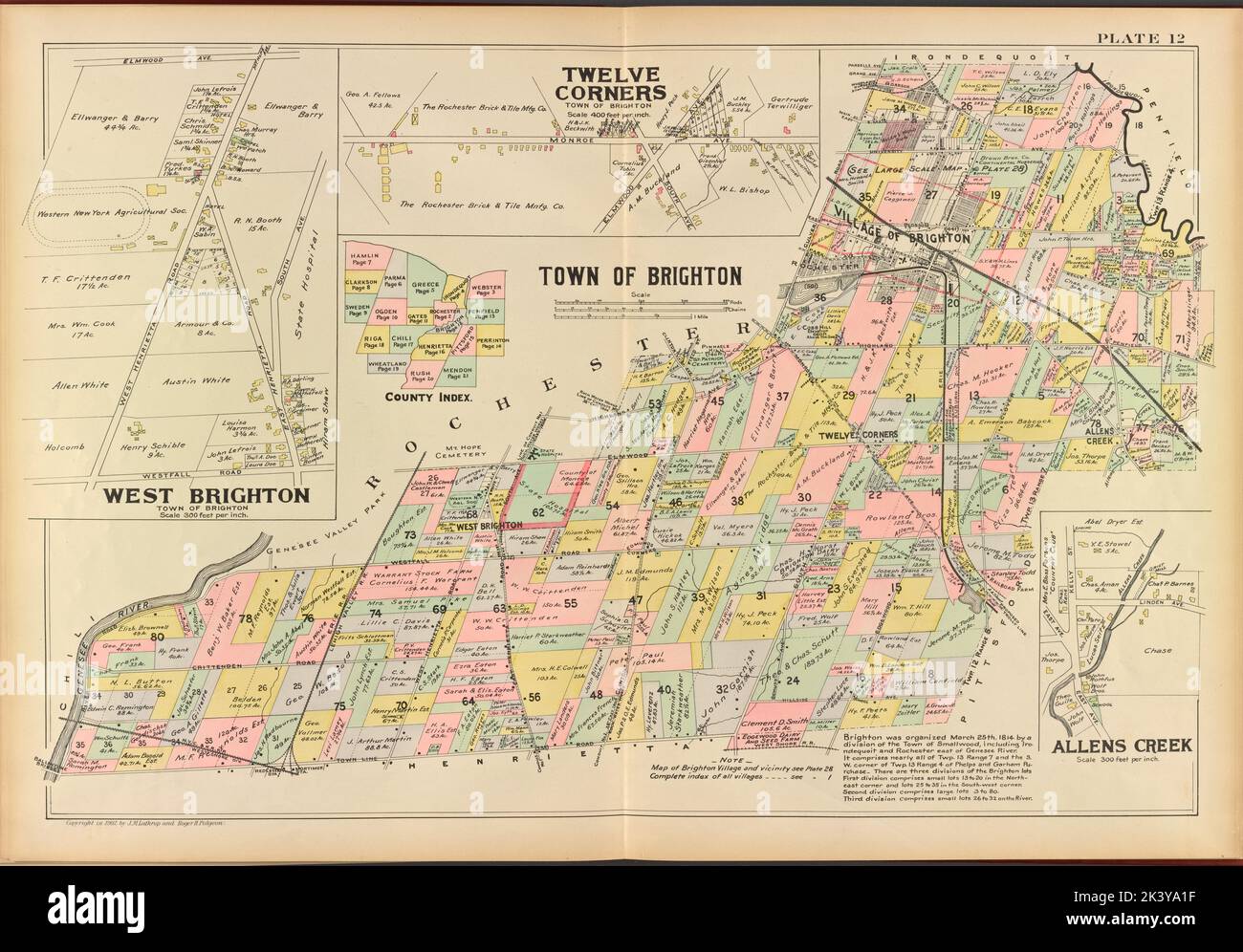 Monroe County, Double Page Plate No. 12 Map of town of Brighton, W