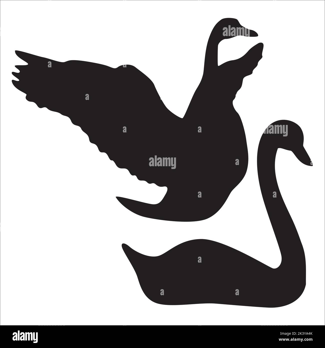 Vector Set Of Swan Silhouettes Illustration Isolated On White