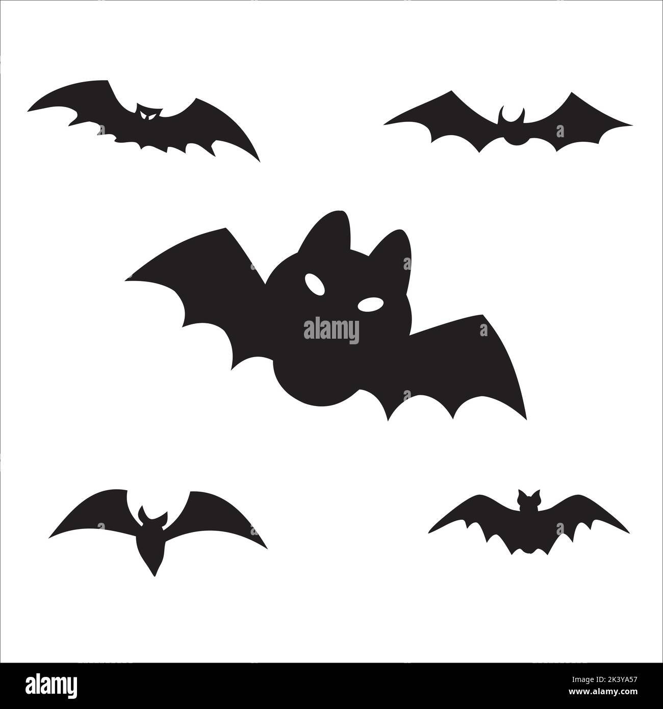 Vector Set Of Halloween Bats Silhouettes Illustration Isolated On White Background Stock Vector
