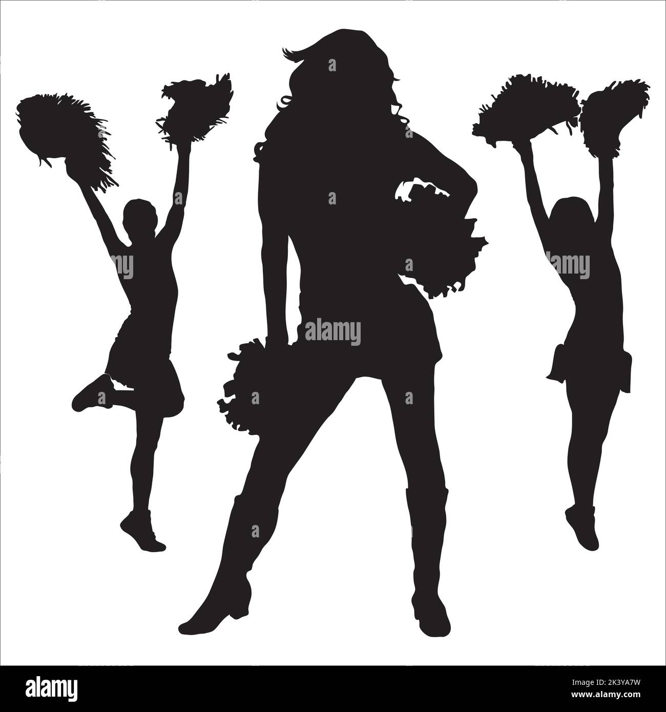 Vector Set Of Girl Cheerleader Silhouettes Illustration Isolated On ...