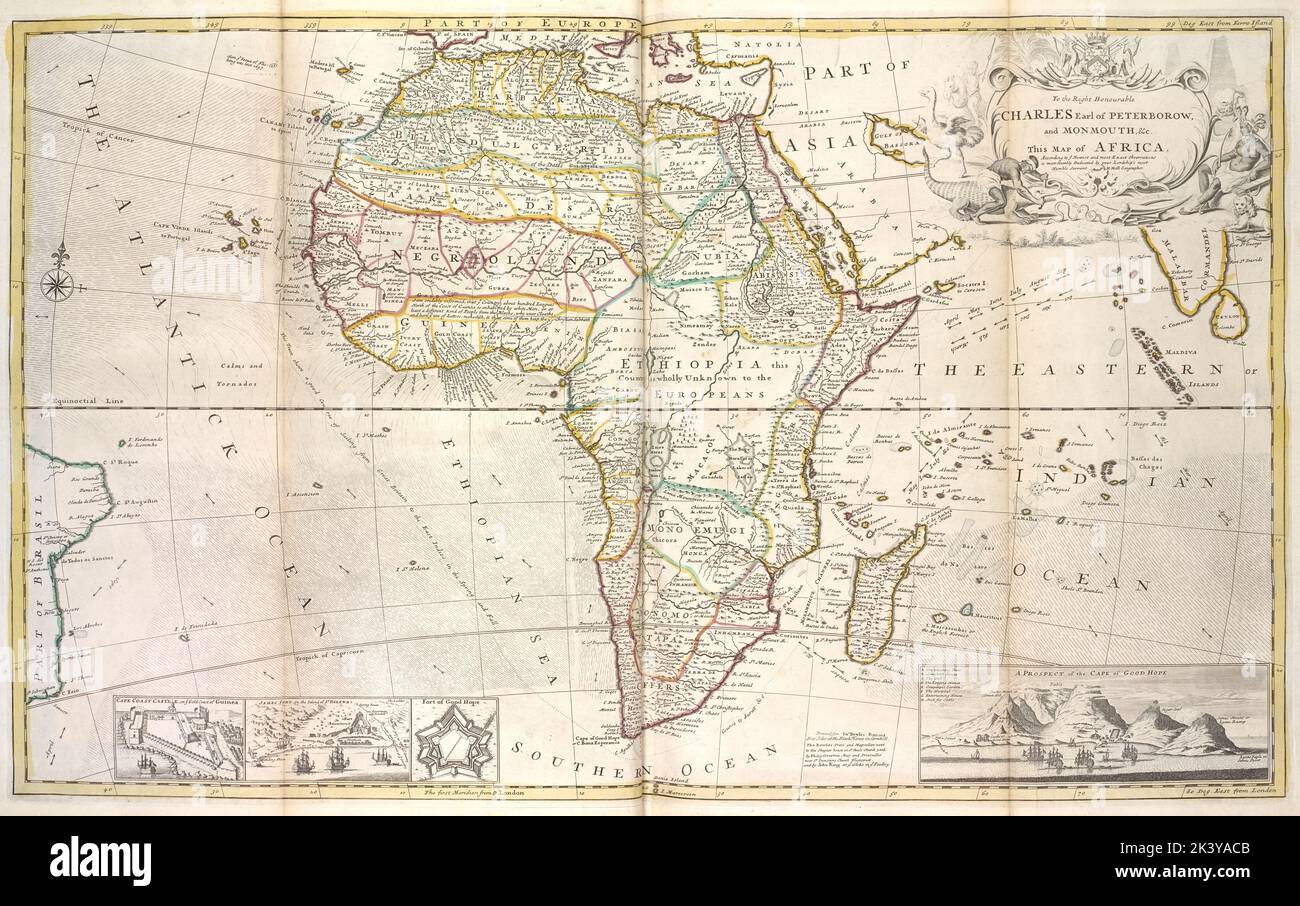 Map of Africa  Cartographic. Maps, Atlases. 1736. Lionel Pincus and 