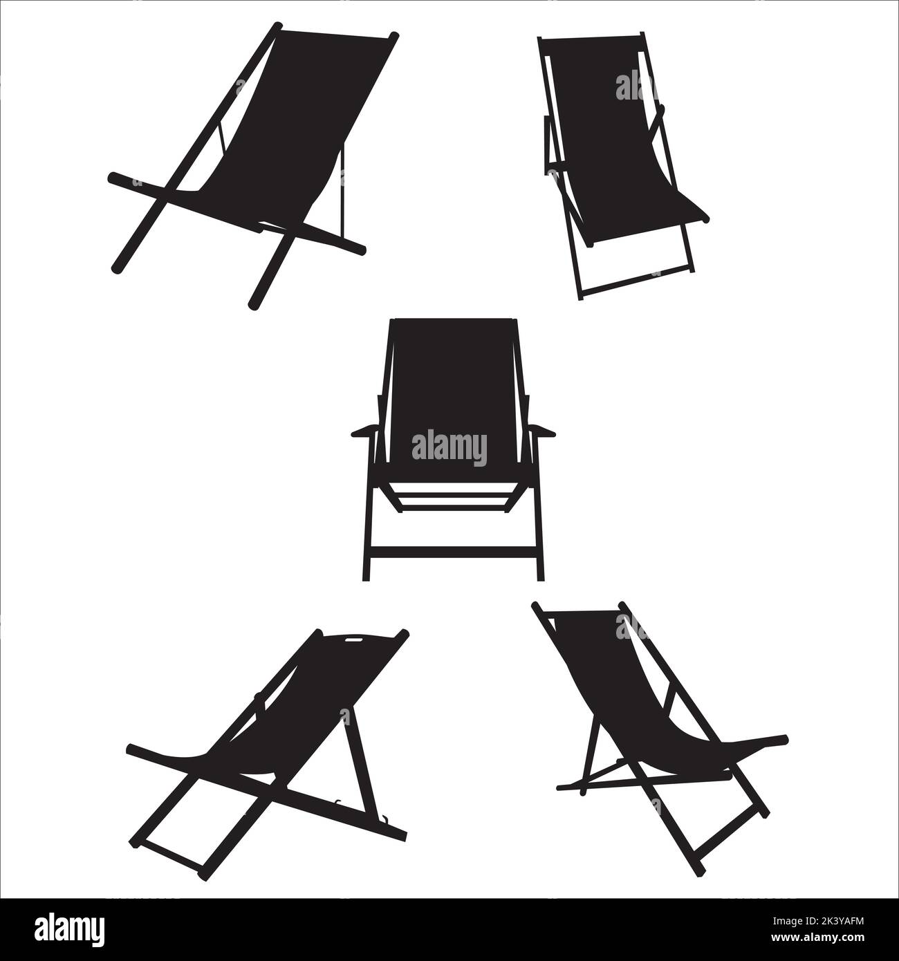 Vector Set Of Deck Chair Silhouettes Illustration Isolated On White