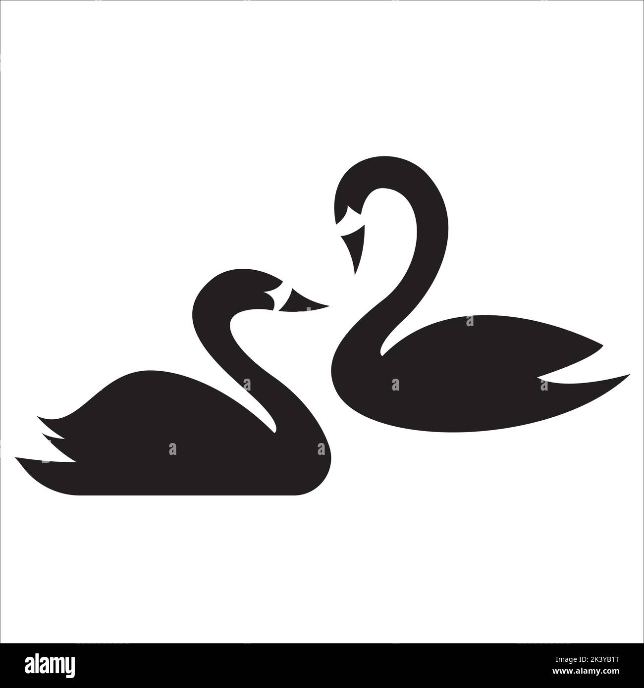 Vector Set Of Swan Silhouettes Illustration Isolated On White
