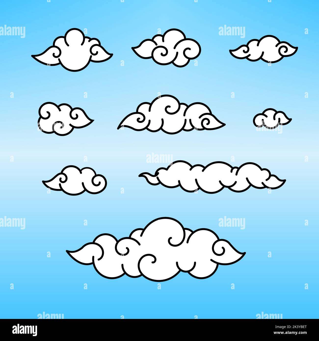 vector white cloud black outline Stock Vector