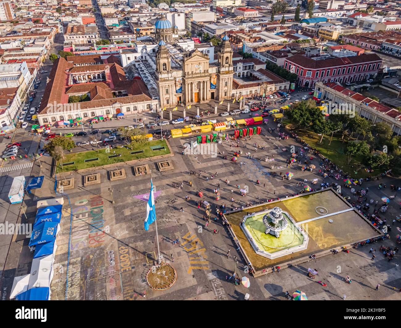 Beautiful aerial view of Guatemala City - Catedral Metropolitana de
