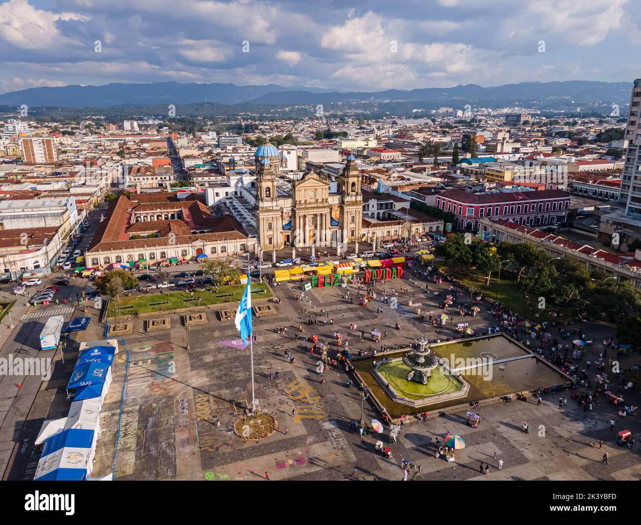 Beautiful aerial view of Guatemala City - Catedral Metropolitana de