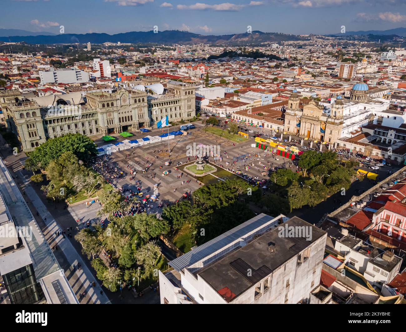 Beautiful aerial view of Guatemala City - Catedral Metropolitana de
