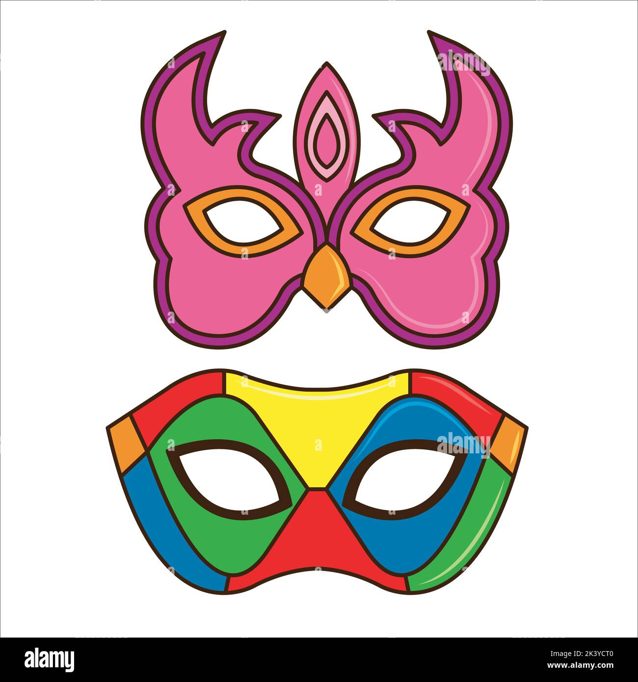 Vector Set Of Masquerade Ball Masks Illustration Isolated On White