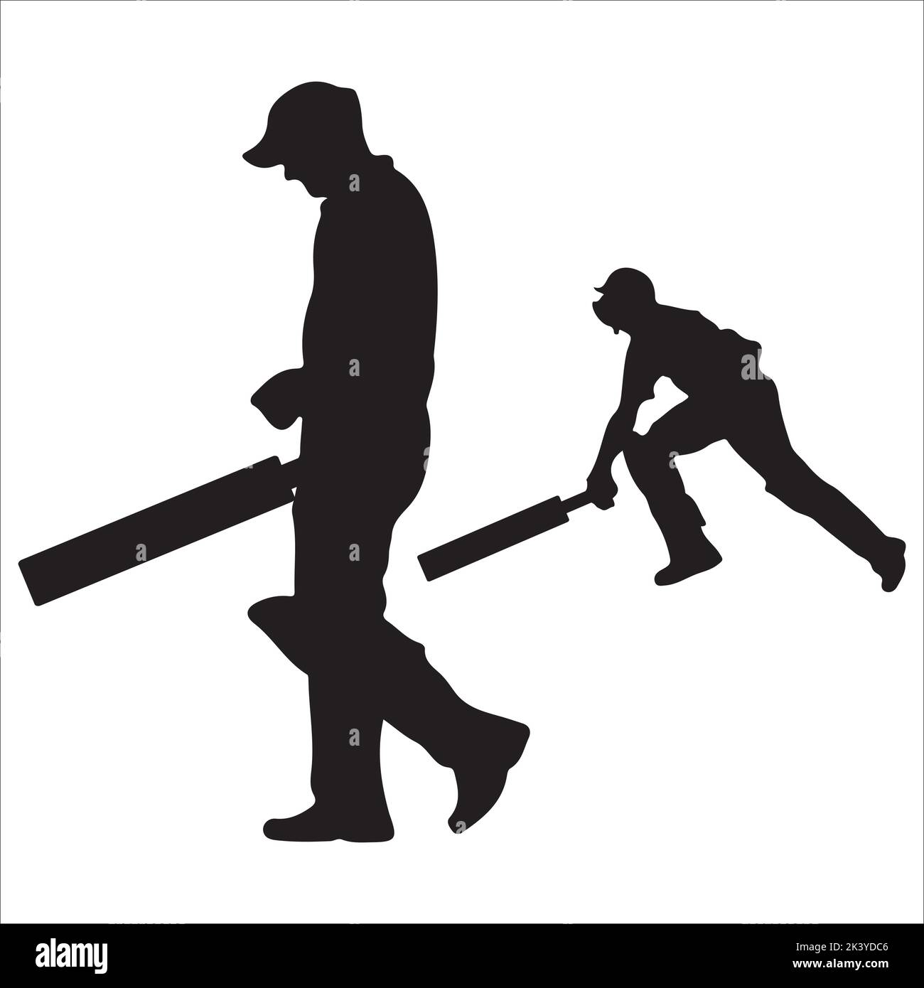 Vector Set Of Cricket Players Silhouettes Illustration Isolated On White Background Stock Vector