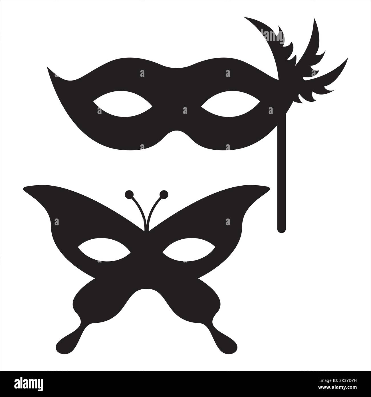 Vector Set Of Masquerade Ball Masks Silhouettes Illustration Isolated
