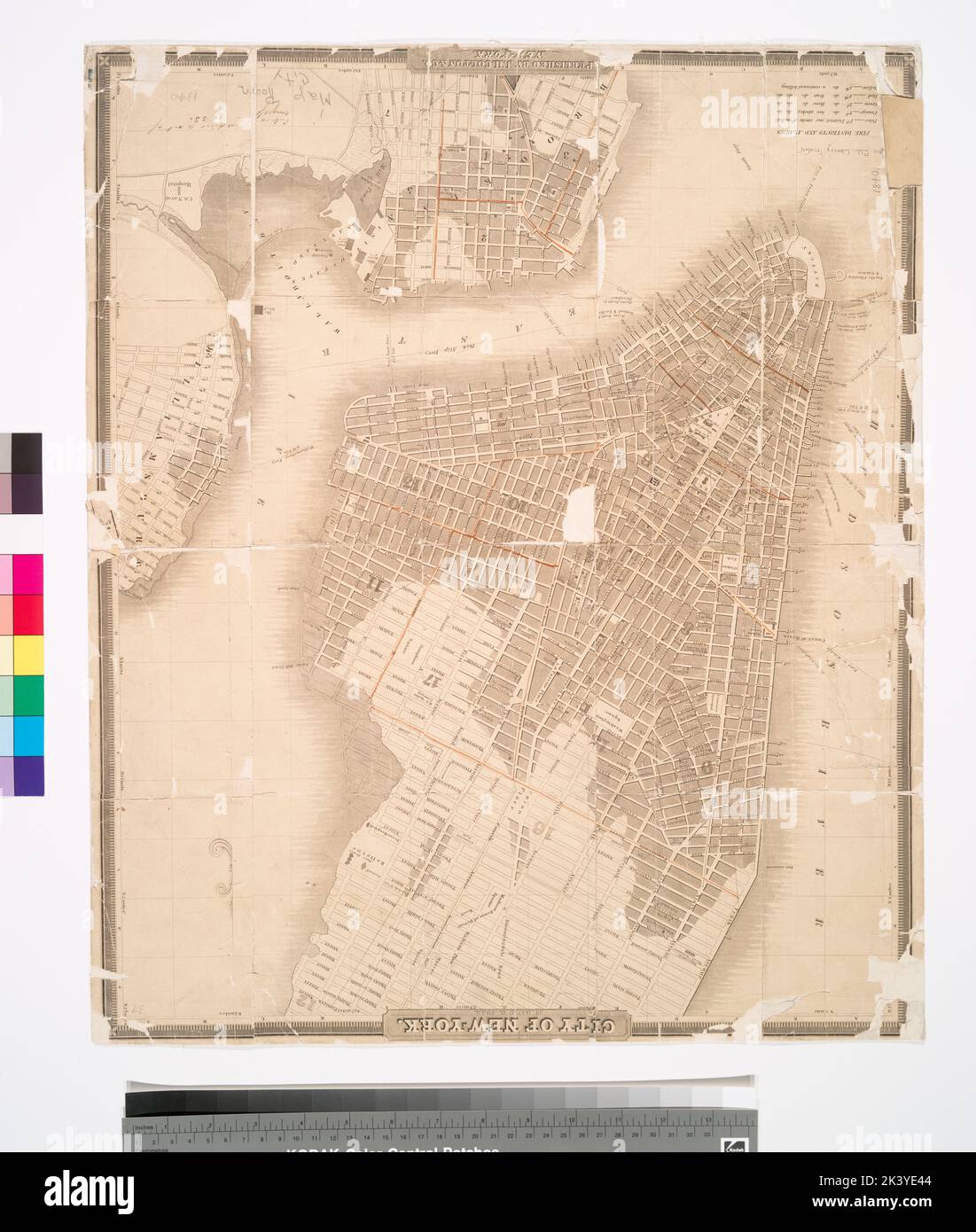 City of New-York Cartographic. Maps. 1840. Lionel Pincus and Princess Firyal Map Division. Newburgh (N.Y.), Manhattan (New York, N.Y.) , Maps, New York (N.Y.) , Administrative and political divisions , Maps, New York (N.Y.) , Maps Stock Photo