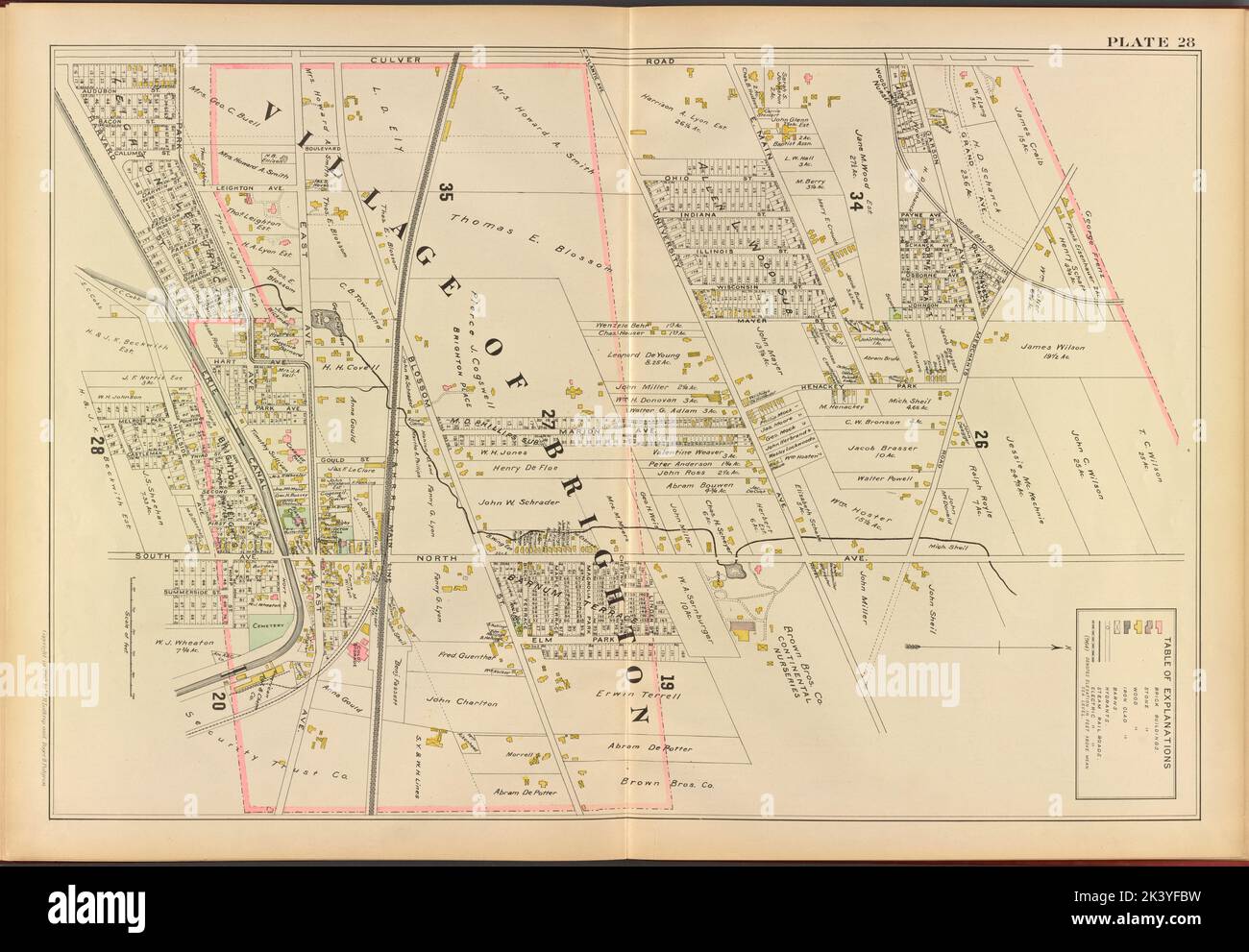 Monroe County, Double Page Plate No. 28 Map of village of Brighton Cartographic. Atlases, Maps