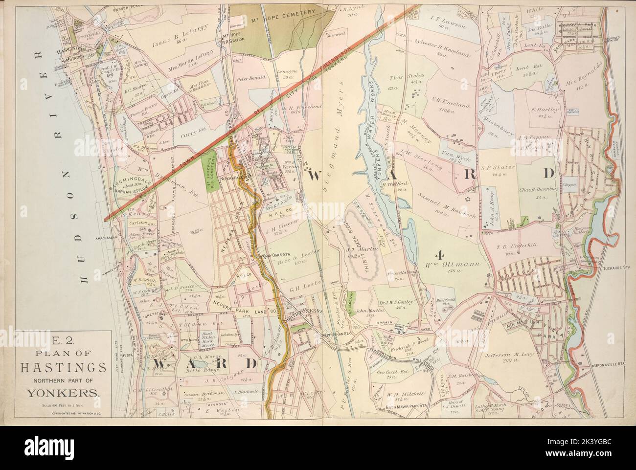 Plan of Hastings Northern part - Plan Of Hastings Northern Part Of Yonkers Cartographic Atlases Maps 1891 Lionel Pincus And Princess Firyal Map Division Hudson River Valley Ny And Nj New York State 2K3YGBC