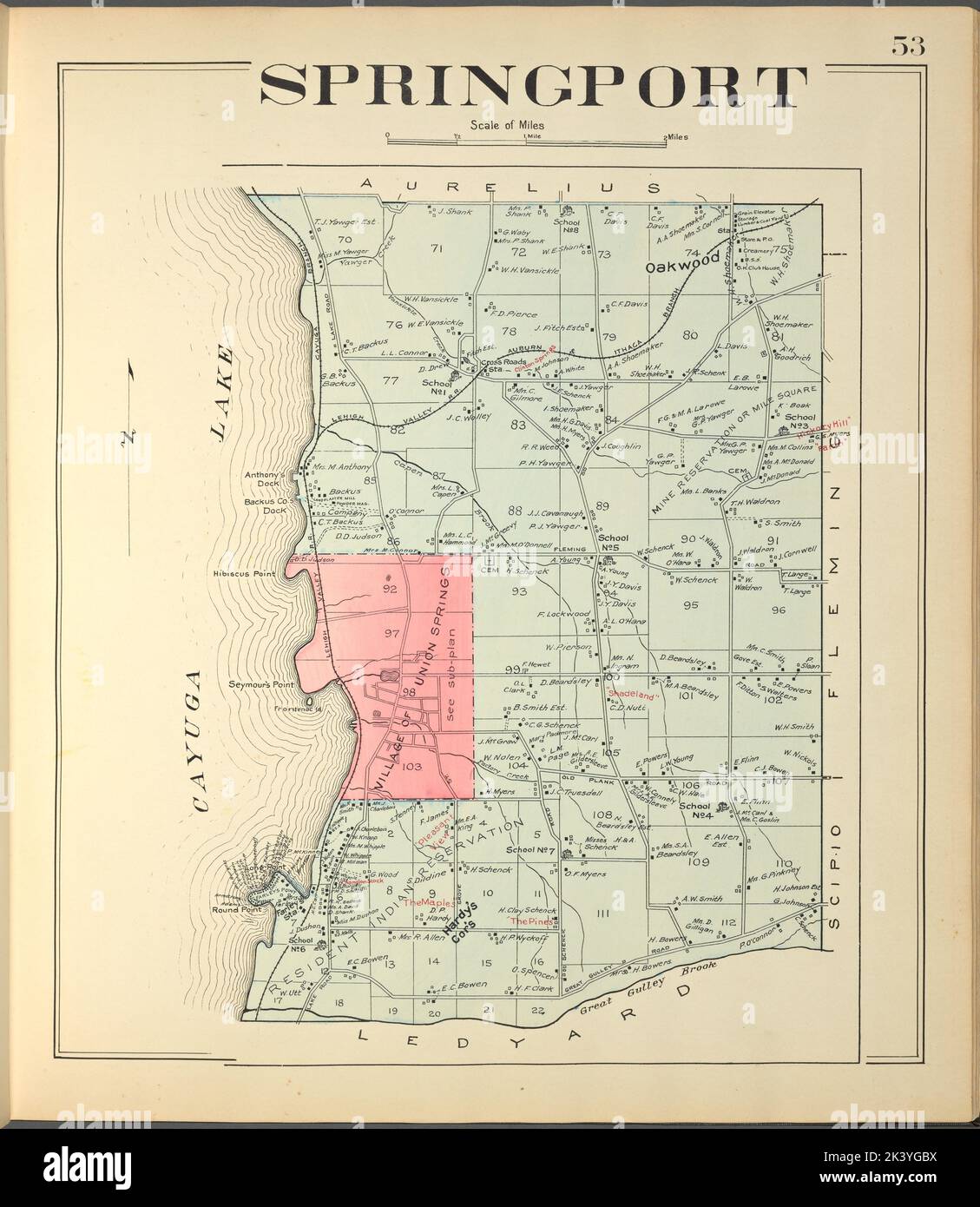 Cayuga County, Right Page Map of Springport Cartographic. Atlases, Maps