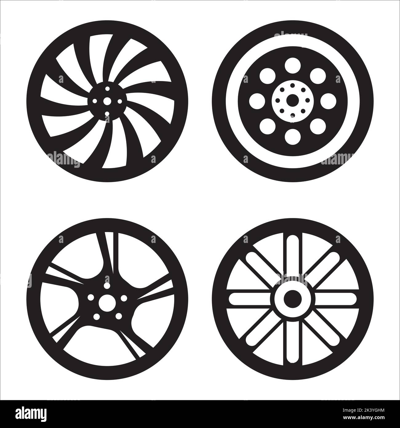 Vector Set Of Alloy Wheels Illustration Isolated On White Background