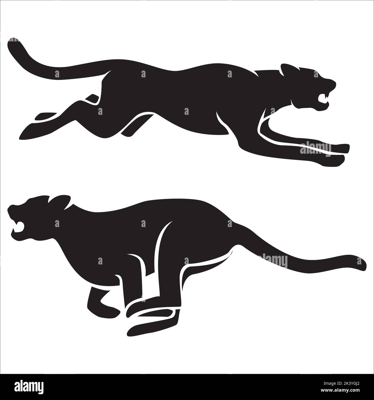 Vector Set Of Tigers Silhouettes Illustration Isolated On White Background Stock Vector Image 