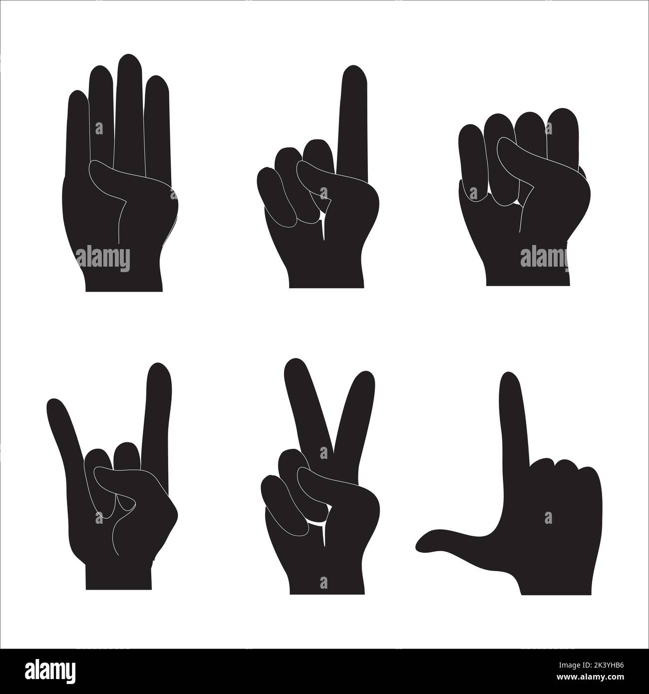 Vector Set Of Human hand Gestures Silhouettes Illustration Isolated On White Background Stock Vector