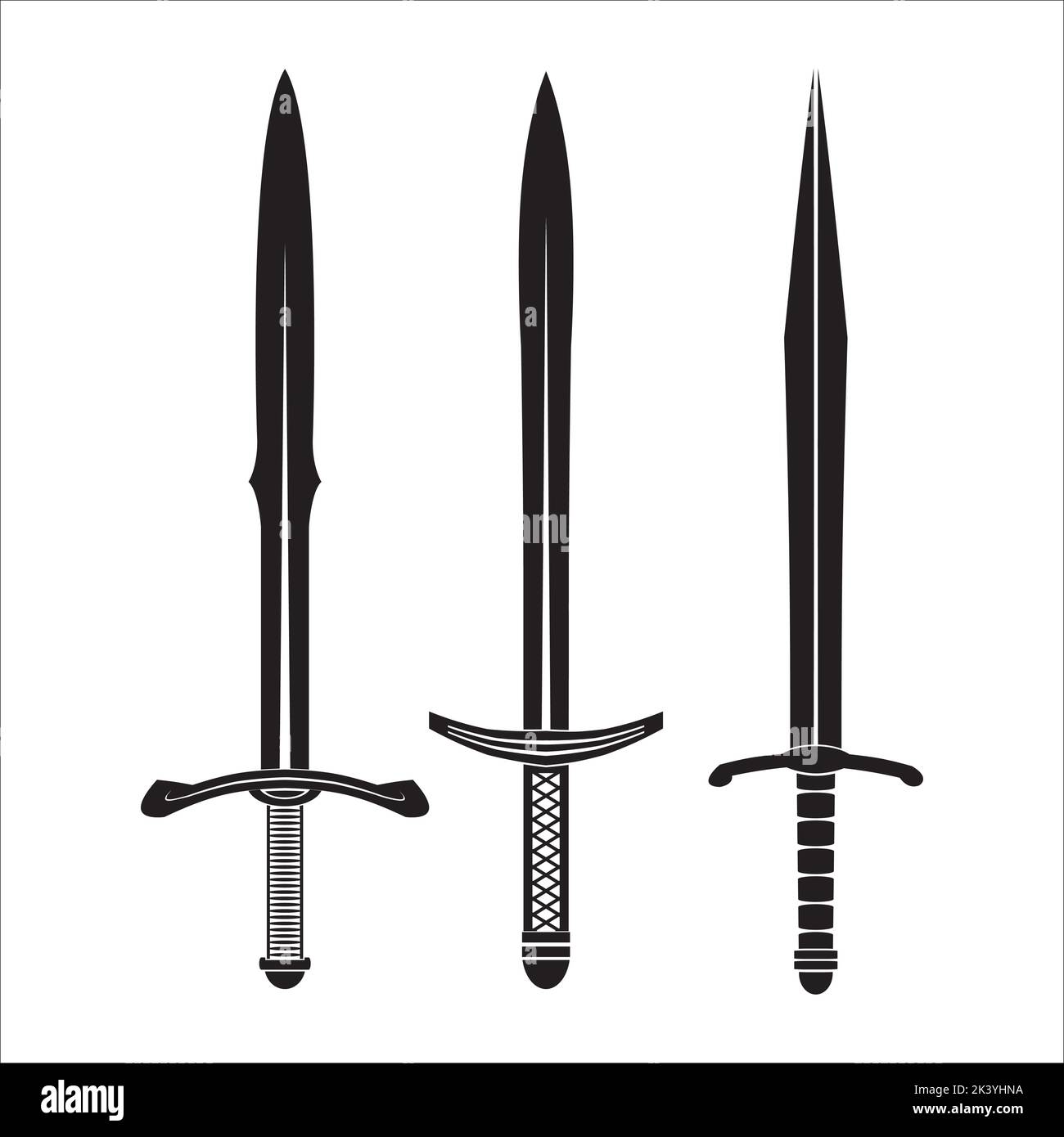 Vector Drawing Knight's Longsword Long Blade Weapon Medieval