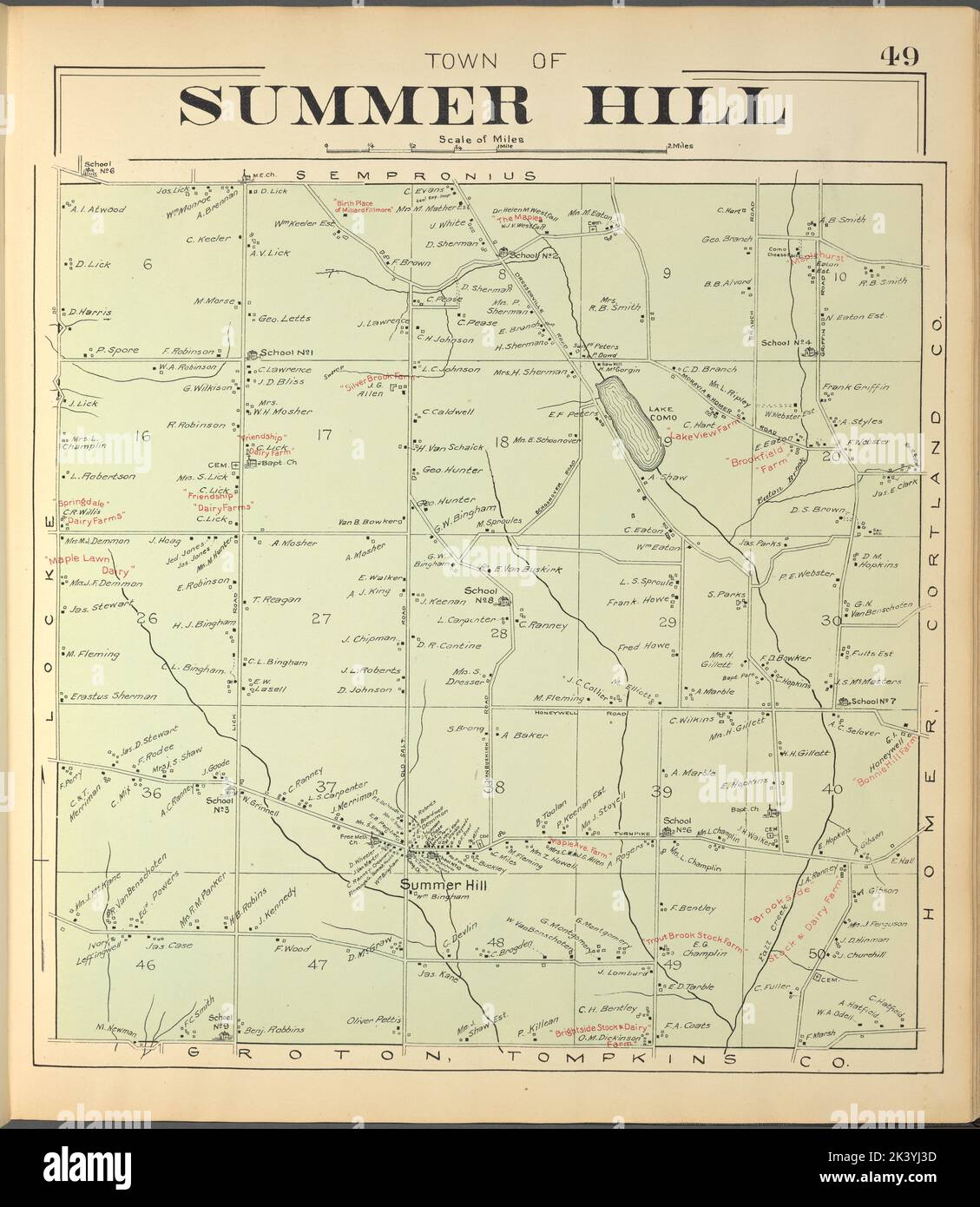 Cayuga County, Right Page Map town of Summer Hill Cartographic. Atlases