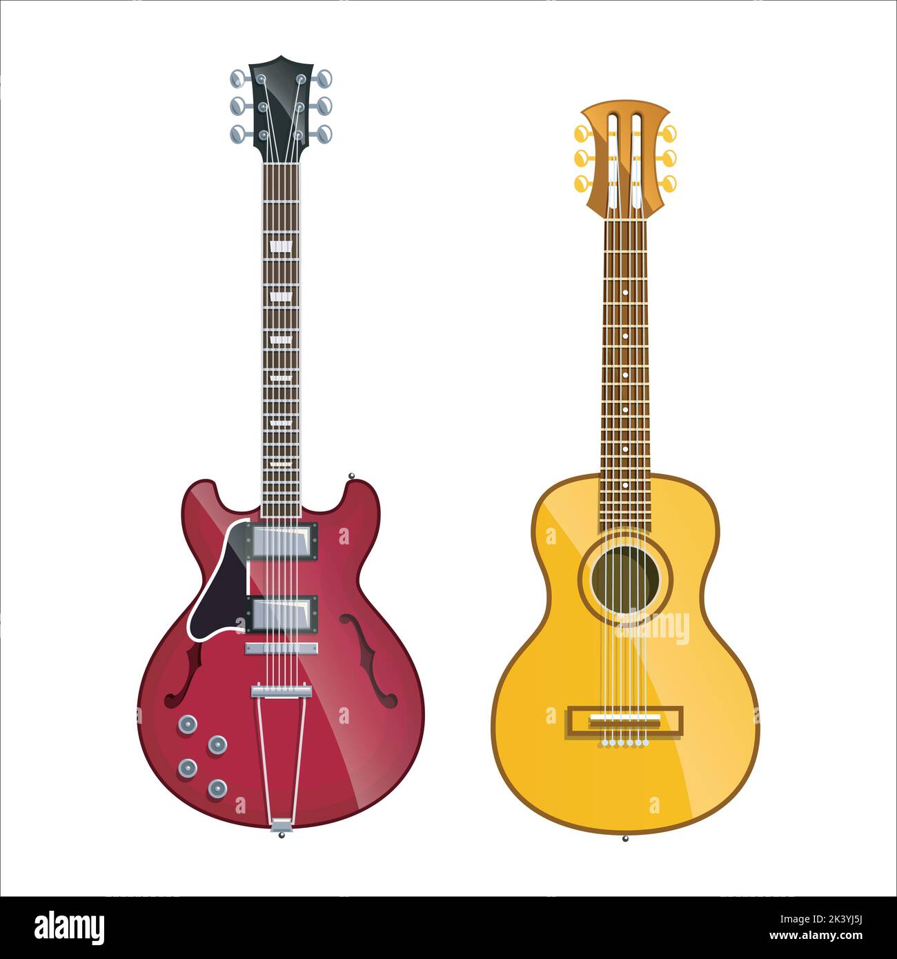 Vector Set Of Electric Guitar Illustration Isolated On White Background