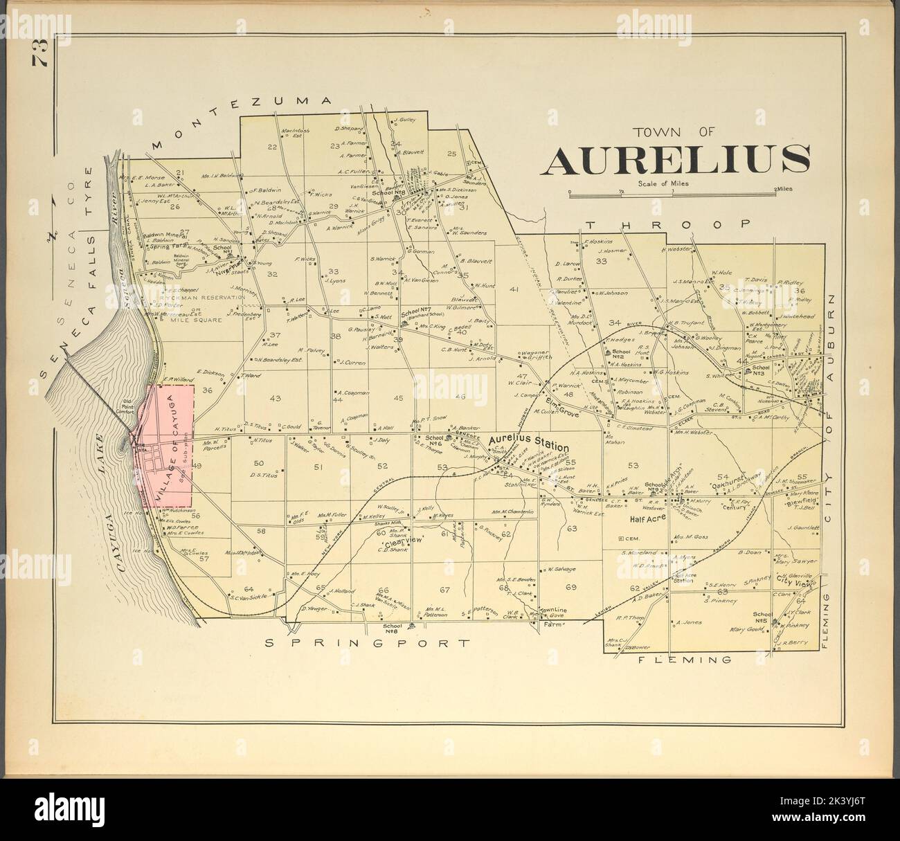 Cayuga County, Right Page Map of town of Aurelius Cartographic. Atlases